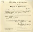 Registo de velocípede com o nº 3128, em nome de Manuel Lageiro, morador em Santa Susana.