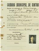Registo de matricula de velocipedista em nome de Miguel Duarte Quintino, morador na Abrunheira, com o nº de inscrição 959.