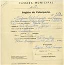 Registo de velocípede de marca L.R.S., com o nº 2022, em nome de Virgínia Celeste Saramago, moradora em Banzão.