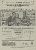 Programa do filme , comédia "O Lar dos Meus Sonhos" com a realização de Dore Schary e com a participação de Cary Grant, Myrna Loy e Melvyn Douglas. 