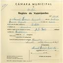 Registo de velocípede com o nº 3957, em nome de Manuel Inácio Augusto, morador em Lameiras.