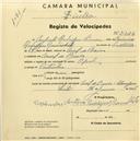 Registo de velocípede com o nº 2306, em nome de Augusto Rodrigues Simões, morador em Aruil de Baixo.