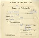 Registo de velocípede de marca R.R.S, com o nº 3218, em nome de Joaquim da Silva Gaspar, morador em Belas.