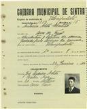 Registo de matricula de velocipedista em nome de António Adão Sebastião, morador em Covas de Ferro, com o nº de inscrição 1852.