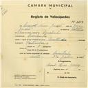 Registo de velocípede com o nº 2618, em nome de Manuel Neves Jordão, morador em Morelinho.