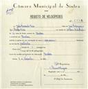 Registo de velocípede com o nº 5472, em nome de Júlio Fernando Dias, morador em Queluz.