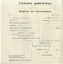 Registo de velocípede com o nº 4516, em nome de Luís dos Reis Alves, morador em Linhó.