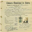 Registo de matricula de velocipedista em nome de António José Dias, morador na Praia das Maçãs, com o nº de inscrição 601.