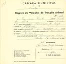 Registo de um veiculo de duas rodas tirado por um animal de espécie muar destinado a transporte de mercadorias em nome de Francisco Paulo, morador na Tapada.