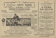 Programa do filme "O Caso Cícero" realizado por Joseph L. Mankiewicz  com a participação de James Mason, Danielle Darrieux e Michael Rennie