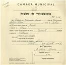 Registo de velocípede com o nº 3136, em nome de Domingos Joaquim Núncio, morador em Arméz.