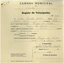Registo de velocípede de marca Dinar, com o nº 957, em nome de Júlio Peralta Girão, morador em Várzea de Sintra.