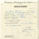Registo de velocípede com o nº 4928, em nome de Jaime Fernandes, morador em S. Pedro de Sintra.