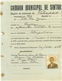 Registo de matricula de velocipedista em nome de Teles da Cruz, morador em Queluz, com o nº de inscrição 987.