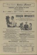 Programa do filme "Coração Impaciente" realizado por Claude Autant- Lara com a participação de Odete Joyeux, Madeleine Robinson, Marguerite Moreno, Jean Debucourt, Roger Pigaut e Gabrielle Fontain.