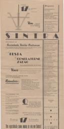 Programa da Sociedade União Sintrense anunciando uma festa de confraternização das coletividades de recreio.
