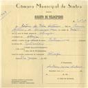 Registo de velocípede de marca Internacional, com o nº 6191, em nome de António da Silva Antunes, morador em Alveijar.