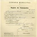 Registo de velocípede de marca Nacional, com o nº 3962, em nome de João António Vicente, morador em Bolembre.