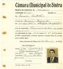 Registo de matricula de carroceiro em nome de Faustino Cristóvão, morador no Arneiro dos Marinheiros, com o nº de inscrição 2185.