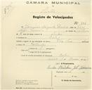 Registo de velocípede com o nº 796, em nome de Joaquim Augusto Ferreira, morador em Belas.