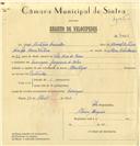 Registo de velocípede de marca Atlantic, com o nº 7062, em nome de José António Carvalho, morador em Carenque.