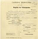 Registo de velocípede de marca Champion, com o nº 2615, em nome de Elisiário Duarte Assunção, morador em Assafora.