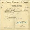 Registo de velocípede de marca Raio, com o nº 6225, em nome de Gentil Pais Garilho, morador em Montelavar.