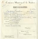 Registo de velocípede de marca Cycles Pombal, com o nº 5072, em nome de José António Faustino, morador em Godigana.
