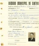 Registo de matricula de cocheiro profissional em nome de Joaquim Carlos, morador na Praia das Maçãs, com o nº de inscrição 955.
