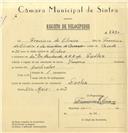 Registo de velocípede com o nº 6430, em nome de Francisco de Oliveira, morador em Av. Dr. Bombarda, Queluz.
