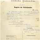 Registo de velocípede com o nº 1313, em nome de Gabriel Nunes, morador em Paiões.