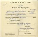 Registo de velocípede de marca Nacional, com o nº 3550A, em nome de Germano dos Santos Pedroso, morador em Vale de Lobos.