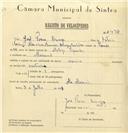 Registo de velocípede de marca Aranha, com o nº 64987, em nome de José P. Amaya, morador em Massamá.