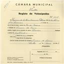 Registo de velocípede de marca Union, com o nº 4208, em nome de Sesinando António Casimiro Patrício, morador em Cacém de Cima.