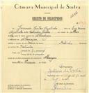 Registo de velocípede de marca Motinha, com o nº 6919, em nome de Fernando Freitas Agostinho, morador em Albarraque.