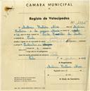 Registo de velocípede de marca Alcyon, com o nº 1936, em nome de António Ventura Alves, morador em Tala.