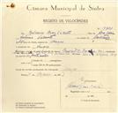 Registo de velocípede de marca Cruzador, com o nº 9820, em nome de Belmiro Brás Vicente, morador em Anços.