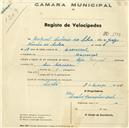 Registo de velocípede de marca Peugeot, com o nº 1089, em nome de Miguel Antunes da Silva, morador em Carrascal.