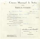 Registo de velocípede de marca Nacional, com o nº 8752, em nome de António dos Santos, morador em Venda Seca.