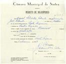 Registo de velocípede de marca Nacional, com o nº 8553, em nome de Manuel Silvestre Sobrinho, morador em Santa Susana.