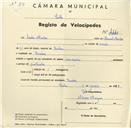 Registo de velocípede com o nº 4440, em nome de Carlos Mendes, morador em Queluz.