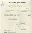 Registo de velocípede de marca Raio, com o nº 4464, em nome de Manuel Duarte Raio, morador em Sintra.