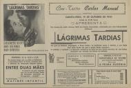 Programa do filme "Lágrimas Tardias" com a participação de Lizabeth Scott, Don De Fore e Dan Duryea.