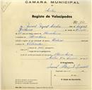 Registo de velocípede de marca Elios, com o nº 241, em nome de Manuel Miguel Simões, morador em Abrunheira.