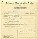 Registo de velocípede de marca Alma, com o nº 7549, em nome de Filipe António Tadeu, morador em Abelheira.