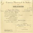 Registo de velocípede de marca Nacional, com o nº 5792, em nome de Armando João S. Gomes, morador em Cacém de Cima.