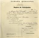 Registo de velocípede de marca Chandler, com o nº 451, em nome de Diogo Lino Pimentel, morador em S. Pedro de Sintra.