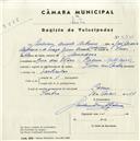 Registo de velocípede de marca Vilar com motor, com o nº 5235, em nome de Guilherme Duarte Antunes, morador em Rua das Flores, Cacém.