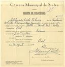 Registo de velocípede com o nº 7288, em nome de Adelino da Costa Ribeiro, morador em Ral.