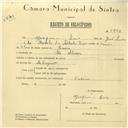 Registo de velocípede com o nº 5828, em nome de Joaquim Luís, morador em São Marcos.